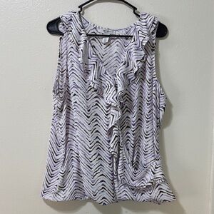 White and Purple Chevron Sleeveless Top